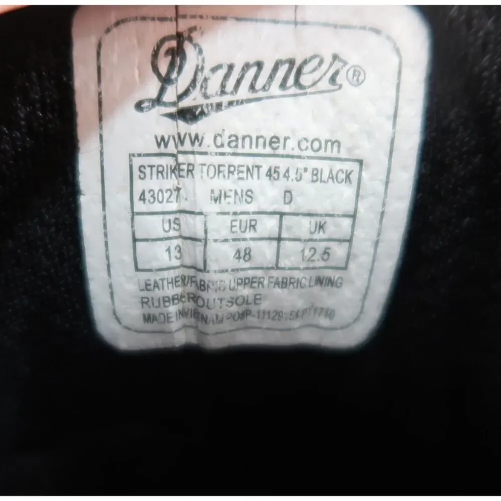 Danner Mens 13 Tactical Boots Striker Torrent 45 Lace Up Durable Leather Black